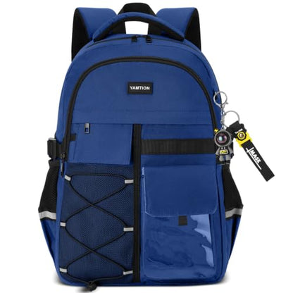 YAMTION School Laptop Backpack for Men Boys,Bookbag for Middle High School Teens Travel Daypack（Blue） - color: Blue