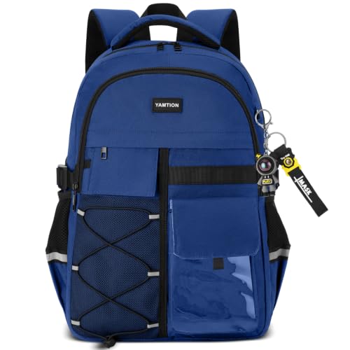 YAMTION School Laptop Backpack for Men Boys,Bookbag for Middle High School Teens Travel Daypack（Blue） - color: Blue