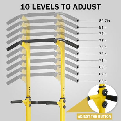 SogesPower Power Tower Dip Station Pull Up Bar for Home Gym Adjustable Height Strength Training Workout Equipment,Pull Up Bar Station - color: Yellow