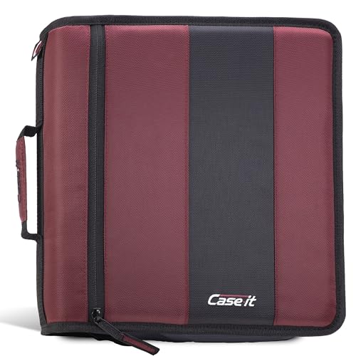 Case-it Classic Zipper Binder | 2-Inch O-Rings, 350 Sheet Capacity, Multiple Storage Pockets & Shoulder Strap | School & Office Organizer | D-251 Burgundy - color: Burgundy, size: 1 Pack