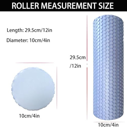 EVA Massage Roller, Recovery Foam Roller, Medium Density Light Blue Trigger Point Massage Roller for Deep Tissue Excercise, Physical Therapy, Muscle Restoration, 12" X 4" Round - color: Blue