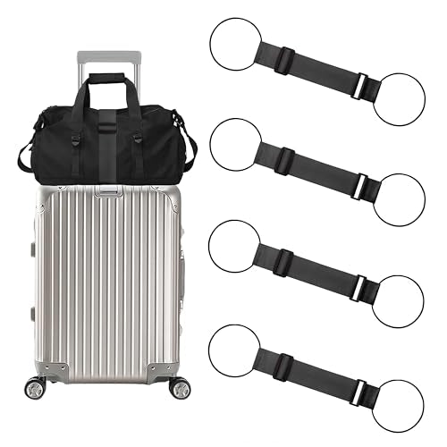 4 Pack Adjustable Luggage Straps for Add a Bag, Bungees Elastic Belt to Connect Suitcases, Luggage Connector Straps for Travel Essentials, Luggage Accessories Fastening Bag Strap - Black - color: Black, size: 4Pack