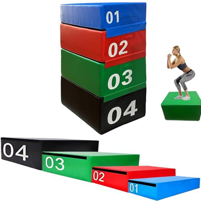 Plyometric Jumping Box Set,4-1 Height-adjustable Soft Foam Stackable Exercise Fitness Gym Plyo Boxes | Premium Stackable Plyo Training Box For Child Home & Commerci(Size:90x55x140cm（35.4x21.6x55in）) - size: 90x55x140cm（35.4x21.6x55in）