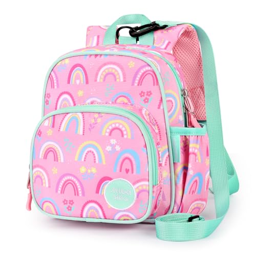 mibasies Backpack Leash for Toddlers 1-3: Baby Backpack for Girls with Anti-Lost Harness - Rainbow Pink - color: Rainbow, style: Leash (Age 1-2)