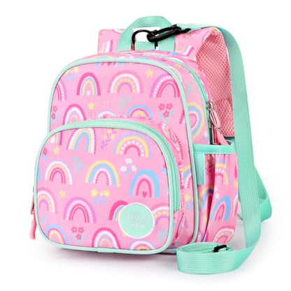 mibasies Backpack Leash for Toddlers 1-3: Baby Backpack for Girls with Anti-Lost Harness - Rainbow Pink - color: Rainbow, style: Leash (Age 1-2)