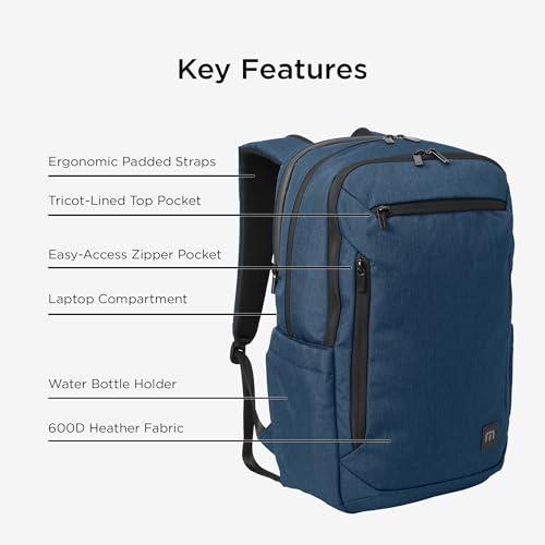 TravisMathew Duration Backpack with Laptop Sleeve, Water-Resistant Bag for Work, Travel & Hiking, Navy Heather - color: Navy Heather