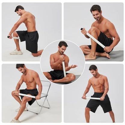 Muscle Roller Massage Roller Stick- Deep Tissue Fascia Blaster for Myofascial Pain Relief, Lymphatic Drainage & Body Sculpting, Handheld Physical Therapy & Recovery Tool (Black White-24 inch) - color: Black White