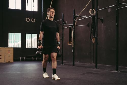 Velites - Official Crossfit® Games Quad Ultra Grips - No Chalk and Smooth Bars - Wristbands and Carry Bag Included - Pull-ups, Muscle-ups and Toes to bar - color: Black, size: X-Large