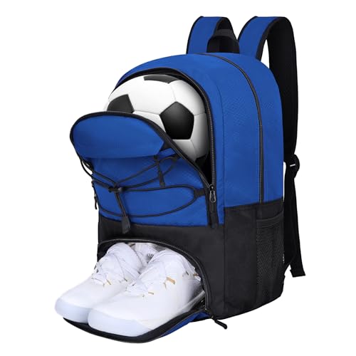 Goloni Soccer Backpack Bag with Separate Ball & Cleat Shoe Compartment,Sports Gym Backpack for Teen Girls Boys Men Women Kids - color: Dark Blue