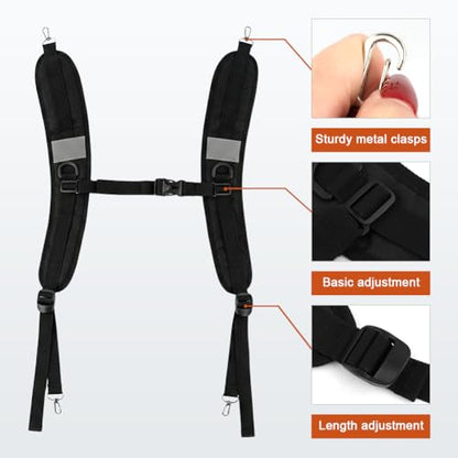 Backpack Straps Replacement, Adjustable Padded Shoulder Straps with 4 Metal Hooks, 4 Noly Strap s & D Hooks, Oxford Cloth Replacement Strap s for Backpack, Dry Bag, Sprayer
