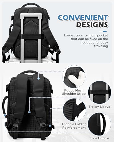 VGCUB Vacuum Backpack Travel with Pump, 40L Carry On Travel Backpack Flight Approved TSA, Vacuum Seal Compression Bags for Clothing, Waterproof Personal Item Bag for Women Men Black - color: A-black With Vacuum Bag
