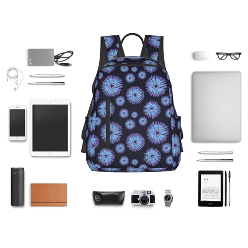 Laptop Backpack Tie Dye Blue Purple, Cushioned Back Panel, Front Zip, for Daily Commute & Outdoors - color: Picture (829)