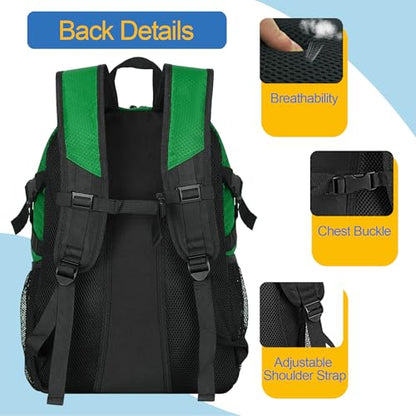 DAFISKY Basketball Backpack Sports Bag | Basketball Bag with Shoe Compartment and Ball Holder, 30L Large gym bag for boys girls - color: Green