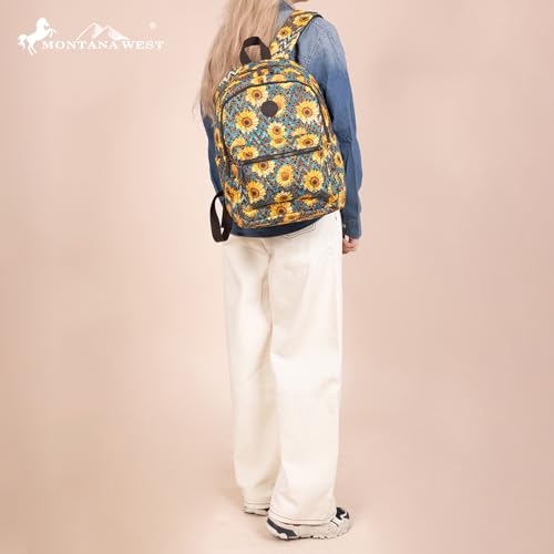 Montana West Western Backpack Purse for Women Lightweight Rucksack Casual Daypack for Laptop Travel College - color: Floral Sunflower