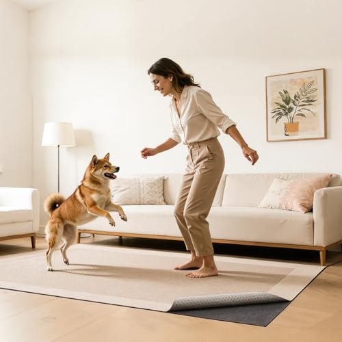 VEVOR Rug Pad 9 x 12 ft, Non-Slip Carpet Area Pad 0.12in Rug Mat Padding with Dual Surface Felt Cushion & Rubber Gripper, Hardwood Floor Protection for All Floors, Finishes, Keeps Carpets in Place - size: 12' x 9' (Rectangular)