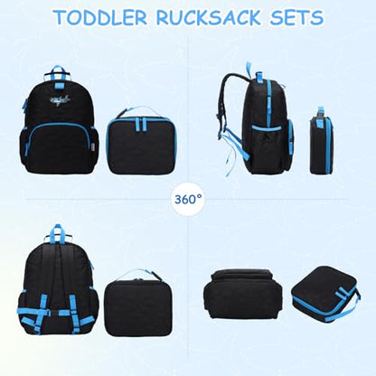 Chase Chic Toddler Backpack for Boys, Puffer Cute Lightweight Preschool Backpack with Lunch Box Set for Daycare Travel Kids Age 3-6,Black Shark - color: Black Shark