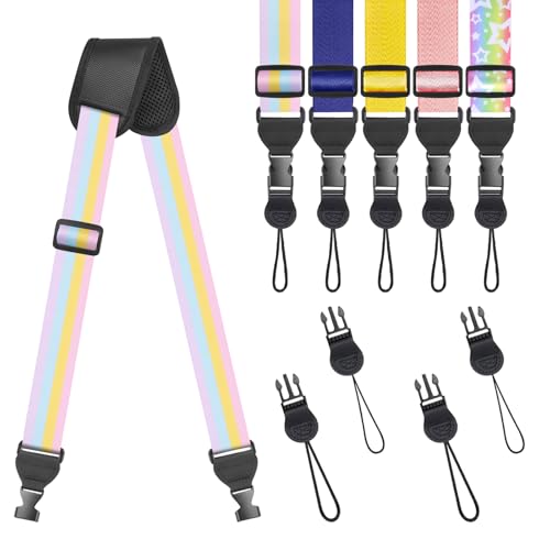FIEIL Universal Shoulder Strap, Sandwich Mesh Padded Neck Lanyard, Replacement Comfortable Bag Strap for Camera, Cellphone Tablet,iPad, Laptop, Luggage Bag, Binocular(Rainbow Colors) - color: Rainbow Colors