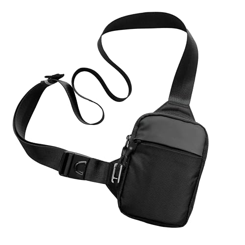 Travel Sling Bag for Men & Women - Small Water Resistant Crossbody Multipocket Chest Bag with Anti-Theft - color: Black, size: Standard