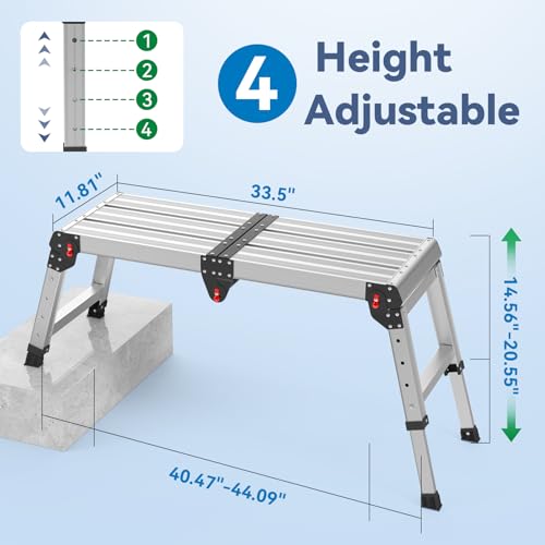 Loyoda Work Platform 500 Lbs, Folding Step Stool with One-Touch Automatic Fold, 4 Height Adjustment Step Platform, Perfect for RV Cleaning, Home Painting and Reaching High Places, Larger, Black - size: Larger Black