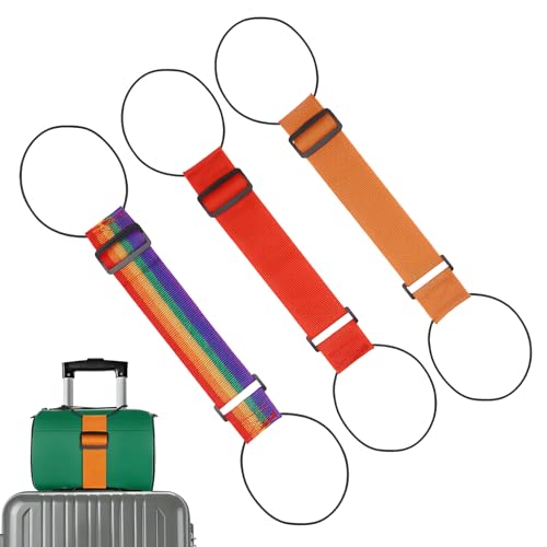 3 Pack Multicolor Luggage Straps for Suitcases, Adjustable Elastic Luggage Connector Straps, Travel Belt for Suitcase Bungee Durable Connector Fastening Bag Strap Carry On