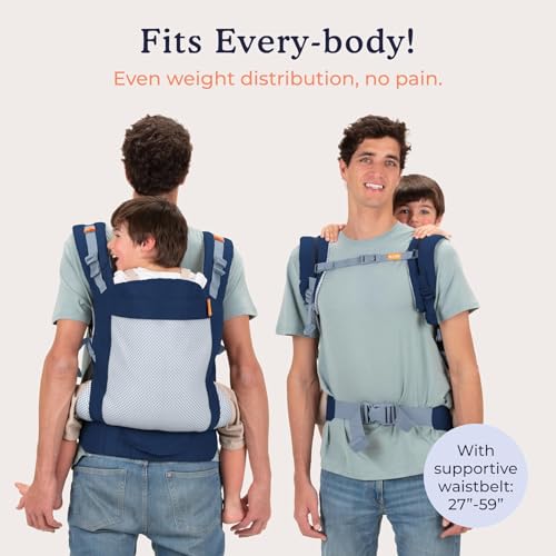 Beco Toddler Carrier with Breathable 3D Mesh & Extra Wide Seat - Front-Carry & Backpack Style - Lightweight Sling Carrier for Children (24-48 Months) - Cool Navy - color: Cool Navy