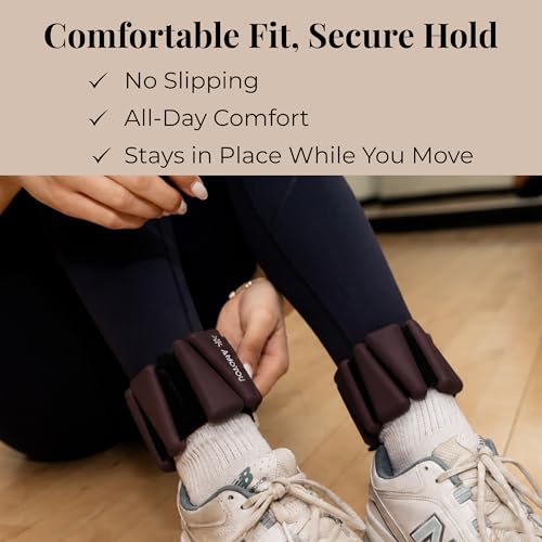 AMOYOU Wrist & Ankle Weights for Women – 2 lb Ankle Weights (Set of 2, 1 lb Each) | Arm Weights for Women | Leg Weights for Walking, Yoga, Cardio & Strength Training - color: Espresso