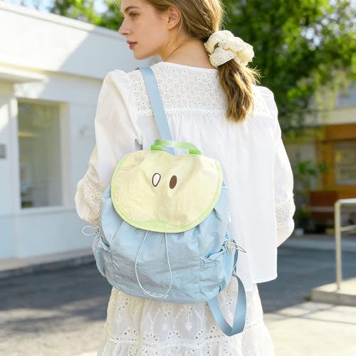 Nylon Casual Daypacks, Commuter Backpack with Magnetic Snap and Adjustable Straps, Small Rucksack Women for Dating (Blue) - color: Blue