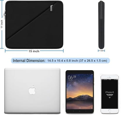 Laptop Sleeve 15 inch, Traveling Carrying Computer Bag with Zippered Pocket, Shockproof Protective Laptop Case Compatible for 15.4 in HP, Dell, Acer, Asus, Lenovo, Apple Notebook, Black - color: Black, size: 15 inch