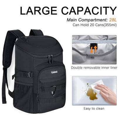 Cooler Backpack Insulated Leak Proof,Small Soft Coolers Bag for Men and Women Camping,Travel,Beach,Hiking,Picnic - color: Black