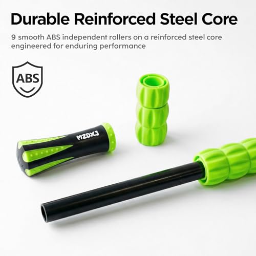Muscle Roller & Massage Roller Stick for Athletes - Lymphatic Drainage Support, Relieves Muscle Soreness, Cramping & Tightness - Targets Legs, Arms, Back & Calves （Green - 18inch） - color: Green