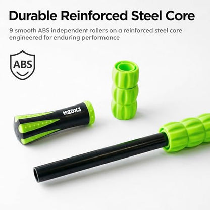 Muscle Roller & Massage Roller Stick for Athletes - Lymphatic Drainage Support, Relieves Muscle Soreness, Cramping & Tightness - Targets Legs, Arms, Back & Calves （Green - 18inch） - color: Green