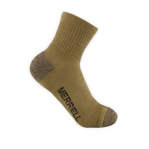 Merrell Unisex 3-pack Trekker Outdoor Ankle Socks, Mid-height Wool Blend Trail Socks Multi-pack - color: Olive, size: Medium-Large