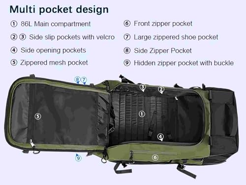 29" 86L Foldable Wheeled Duffle Bag, Waterproof Travel Rolling Backpack with Quilted Bottom, Army Green - color: Green