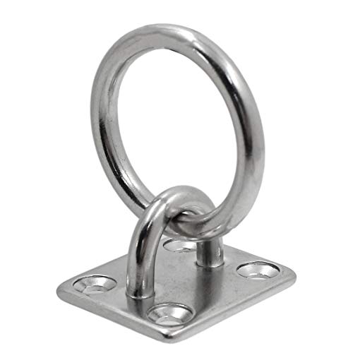 4Pcs M5 Rectangle Pad Eye Plate with Ring Hook, Ceiling Hooks Wall Mount Bracket, Heavy Duty Stainless Steel Anchor Mount for Yoga Swings Hammocks/Boat Rigging/Suspension Training Straps - size: M5 (Rectangle Pad Eye)