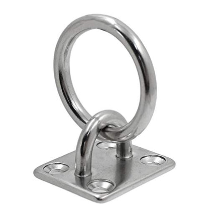 4Pcs M5 Rectangle Pad Eye Plate with Ring Hook, Ceiling Hooks Wall Mount Bracket, Heavy Duty Stainless Steel Anchor Mount for Yoga Swings Hammocks/Boat Rigging/Suspension Training Straps - size: M5 (Rectangle Pad Eye)