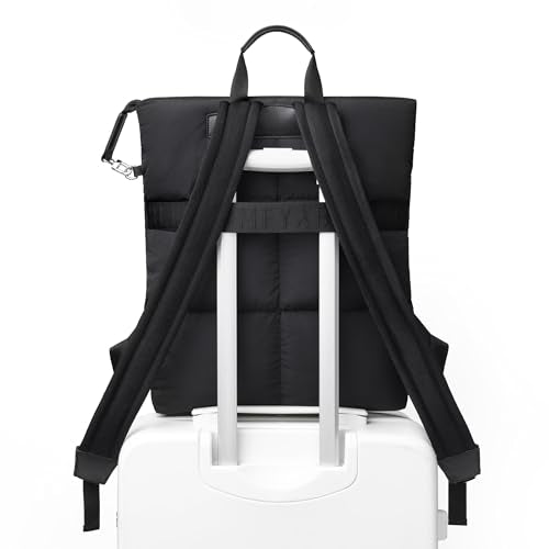 Comfyable Puffy Laptop Backpack for Men and Women, Everyday Computer Backpack Compatible with 16" MacBook Pro M4, Water-Resistant Daypack for Work, College, and Travel, PFAS Free, Black
