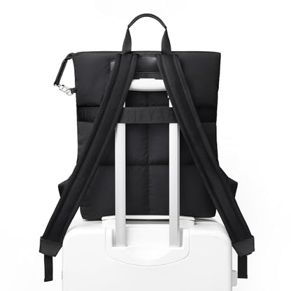 Comfyable Puffy Laptop Backpack for Men and Women, Everyday Computer Backpack Compatible with 16" MacBook Pro M4, Water-Resistant Daypack for Work, College, and Travel, PFAS Free, Black