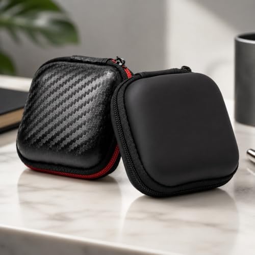Compact Zipper EVA Protective Case for Bluetooth Earbuds, Cables, Chargers & Small Electronic Accessories，Square red - color: Square red