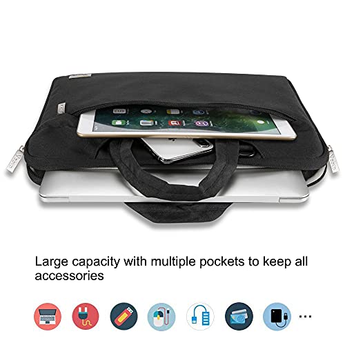 Voova Laptop Bag 13 14 Inch, Waterproof Computer Sleeve Carrying Case with Shoulder Straps & Handle Compatible with Macbook Air 13 M2/M3/M4, MacBook Pro 13/14, HP Dell Lenovo Chromebook 14, Black - color: Black, size: 13-14 Inch(35 x 24 x 2.5 cm)