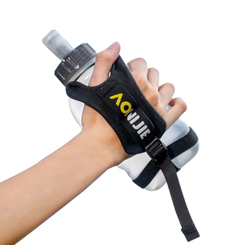 Azarxis TPU Soft Flask Collapsible Water Bottle Running Folding Gel Water Reservoir Handheld for Hydration Pack Hiking Cycling Climbing Jogging Marathon Trail Race - color: #03 Transparent - 420ml with Adjustable Handstrap