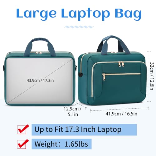 Laptop Bag 17.3 Inch Work Briefcase Laptop Case Computer Messenger Bag - color: Dark Green, size: 17 inch