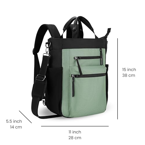 Sherpani Soleil, Anti Theft Convertible Backpack, 3 in 1 Tote, Crossbody Purse, 18L Travel Bag, Fits 13” Laptop (Aloe Mist Signature) - color: Aloe Mist - Signature