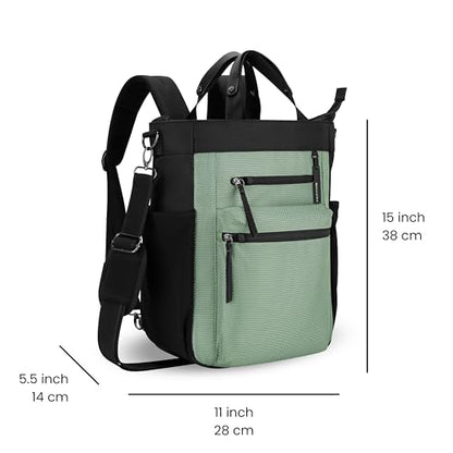 Sherpani Soleil, Anti Theft Convertible Backpack, 3 in 1 Tote, Crossbody Purse, 18L Travel Bag, Fits 13” Laptop (Aloe Mist Signature) - color: Aloe Mist - Signature