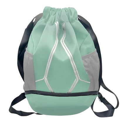 Nupouch Drawstring Backpack: Lightweight, Water-Resistant, Reflective Gym Bag w/Shoe Compartment for Travel, Hiking, Sports - color: Teal