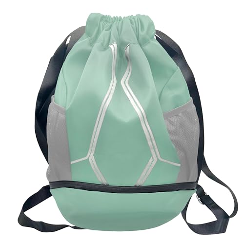 Nupouch Drawstring Backpack: Lightweight, Water-Resistant, Reflective Gym Bag w/Shoe Compartment for Travel, Hiking, Sports - color: Teal