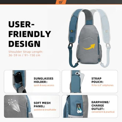 SKYSPER Sling Bag RFID Crossbody Sling Backpack Cross Body Shoulder Bag Travel Hiking Daypack for Women Men(Slateblue) - color: Slateblue