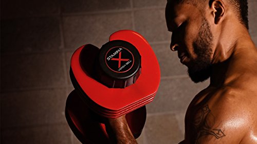Stamina X Versa-Bell Adjustable Dumbbell 10-50 lb w/ Smart Workout App - 9 in 1 Adjustable Weight Set - Strength Training Equipment for Home Gym Weightlifting
