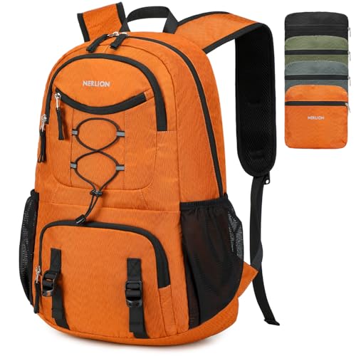 Nerlion Lightweight Foldable 35L Hiking Backpack Travel Backpack for Men Women Camping Waterproof Outdoor Hiking Daypack Backpack Orange - color: Orange