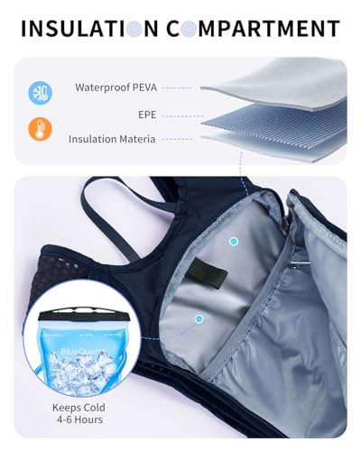 Blue Quartz Hydration Backpack with 2L Water Bladder, Hiking Water Pack with Insulated Compartment for Women Men, Lightweight Cycling Daypack with Phone Pocket, Hydration Pack for Running,Biking - color: Navy Blue