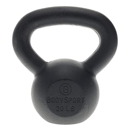 Body Sport Cast Iron Kettlebell - Professional Weight Training Equipment for Home & Gym Workouts - size: 20.0 Pounds